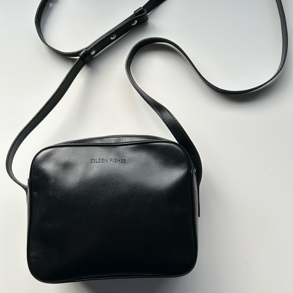 Eileen Fisher black leather bag